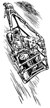Astronot eğitiminin çizimi beyaz arkaplanda izole edildi