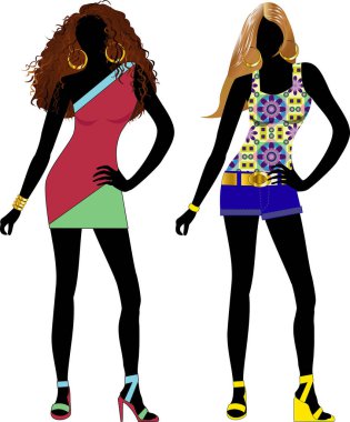 vektör çizim moda modelleri