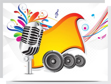 Hoparlörlü müzik mikrofonunun çizimi