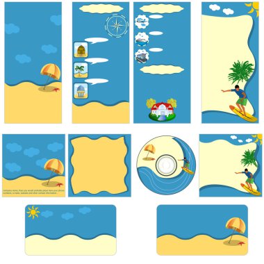 çizgi film yazları ve seyahat afişleri - vektör