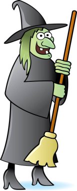 süpürge sopası ile karikatür cadı