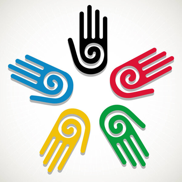 colorful hands signs. vector.