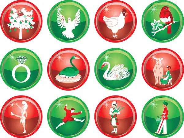 Conjunto Vectorial Iconos Para Navidad Año Nuevo — Vector de stock