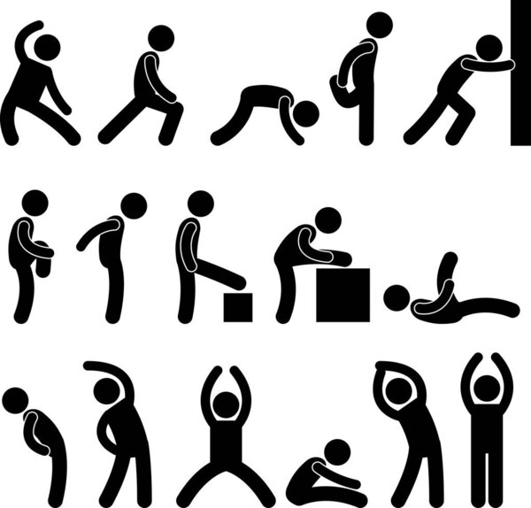 set of black people silhouettes exercising