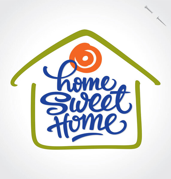 home sweet lettering with sweet home house vector illustration design