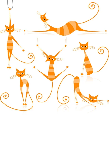 Cartoon Cats Set Vector Illustration — Stock Vector