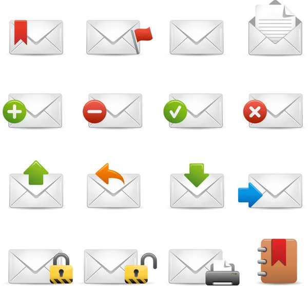 Mail Envelope Icon Set Flat Design Vector Illustration — Stock Vector