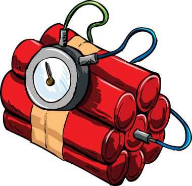kırmızı dinamitli bomba karikatürü