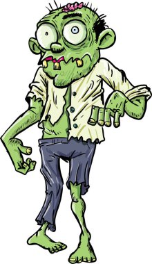 Çizgi filmdeki yeşil gözlü zombi. Cadılar bayramı partisi