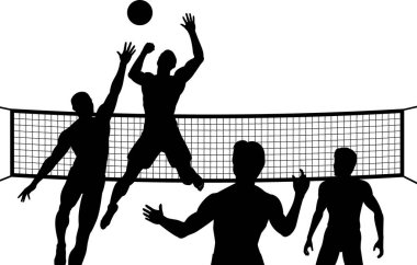 Voleybol takımı siluet vektörü