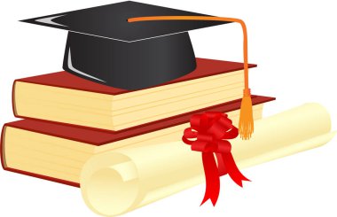 Diplomalı ve kitaplı mezuniyet şapkası