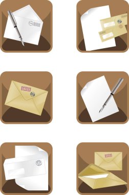 Zarfları ve posta mektupları olan vektör kümesi.