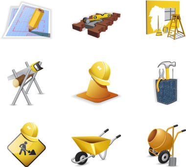 İnşaat Icons set, karikatür tarzı