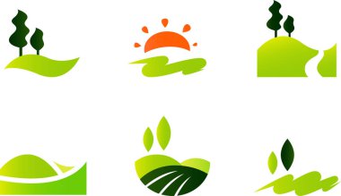 green nature, landscapes  icons set