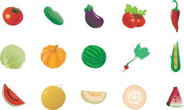İzole üzerinde beyaz arka plan sebze Icons set