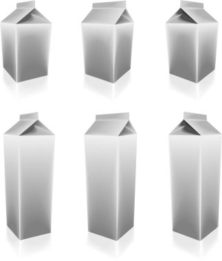 Boş süt paketleri modelleme, vektör illüstrasyonu