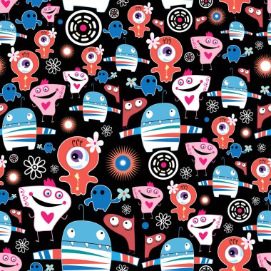 naadloze patroon met schattige monsters.