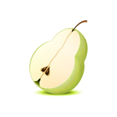 Dilim beyaz zemin üzerine yeşil elma.