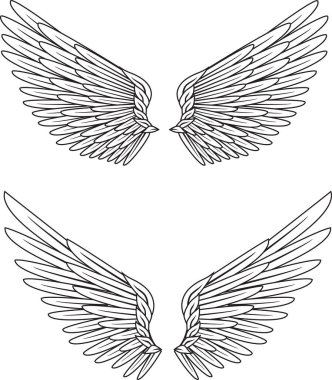 Kanatlar hazır. El çizimi vektör illüstrasyonu.