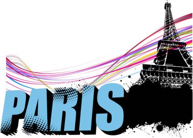 Paris Kelime ve Eyfel Kulesi beyaz arka planda 