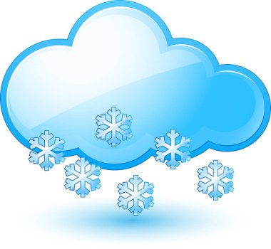 Beyaz arkaplanda kar taneleri olan bulut