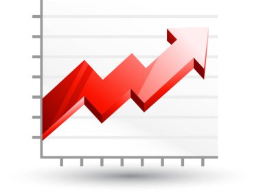 Beyaz arkaplanda kırmızı iş grafiği izole edildi, 