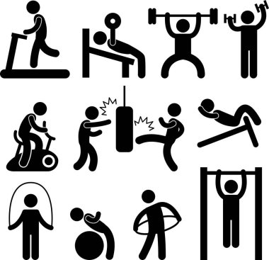 Fitness simgeleri, vektör illüstrasyonu