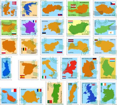 Ülkelerde bir dizi bayrak.