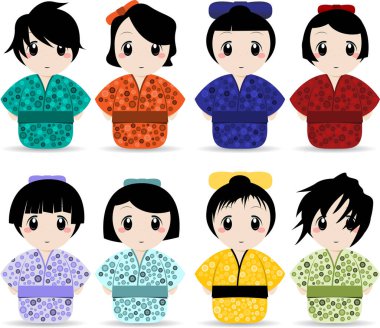 Geleneksel Japon kızlar takımı.