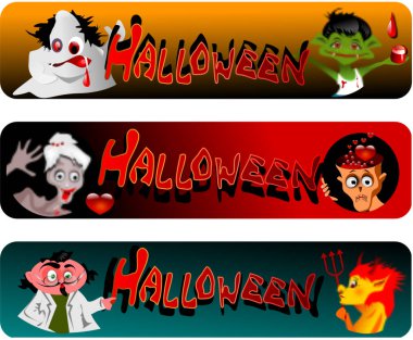 Cadılar Bayramı sembollü pankartlar.