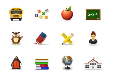 okul karikatür simgeleri seti.