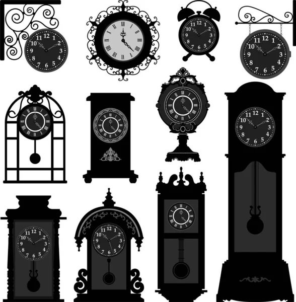 Векторная Иллюстрация Различных Часов — стоковый вектор