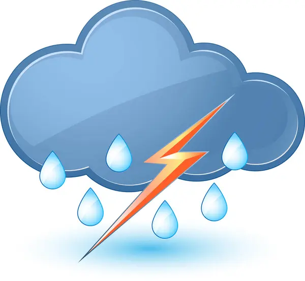 Blue Cloud Lightning Rain — Stock Vector