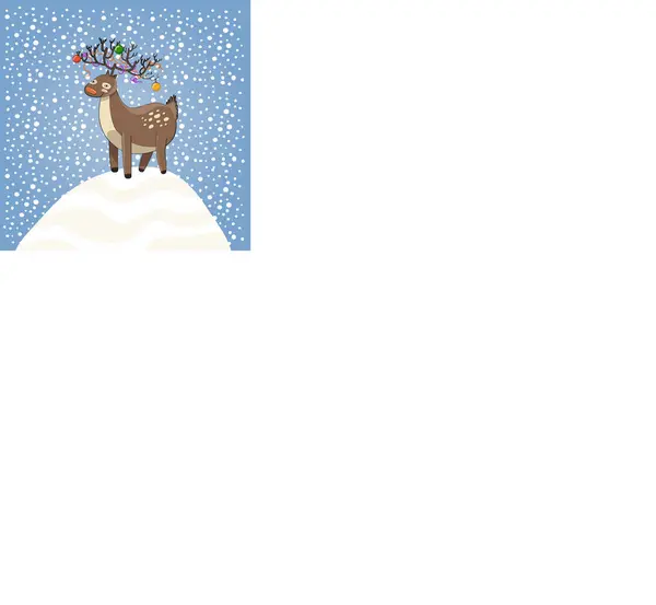 鹿と雪片のクリスマスバナー — ストックベクタ