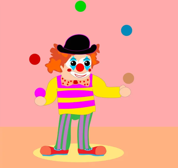 Clown Med Clown Vektor Illustration — Stock vektor