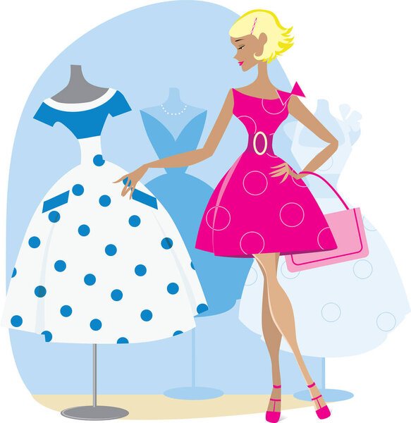 женщина в платье с сумкой.