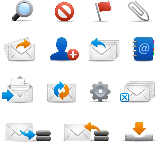 Set Vettoriale Icone Email Sfondo Bianco — Vettoriale Stock