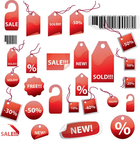 Vector Illustration Red Sale Tags — Stock Vector
