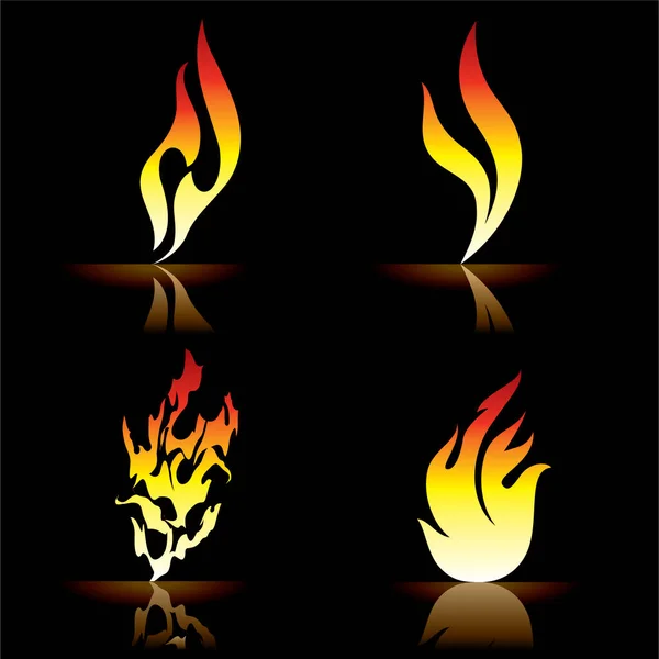 Flame Icon Set Vector Illustration — Stock Vector