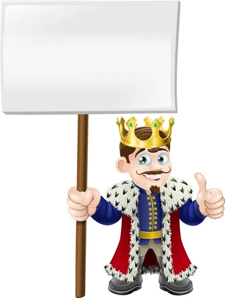 King Holding Blank Board Isolated White Background — Stock Vector