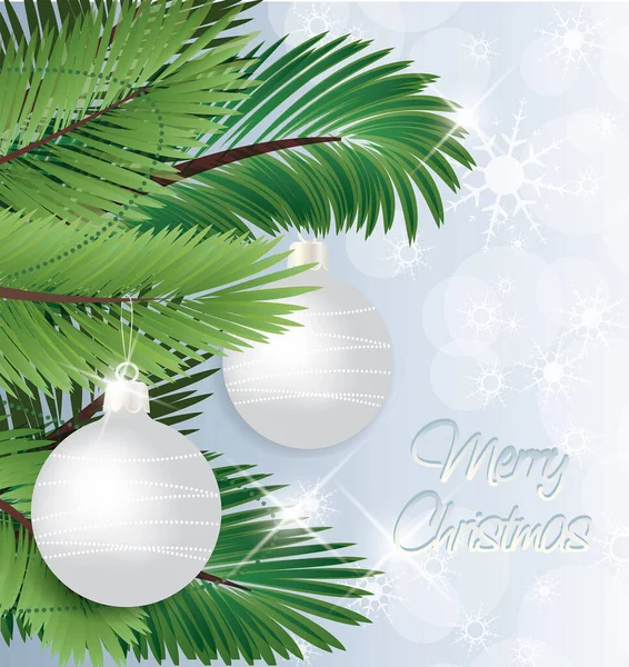 Weihnachten Hintergrund Mit Weihnachtsbaum Und Christbaumkugeln — Stockvektor