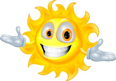 Gülümseyen mutlu güneş karakteri