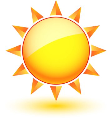 Yaz güneşi ikonu. Beyaz arkaplanda vektör illüstrasyonu