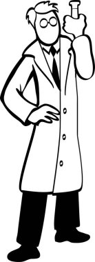 Siyah beyaz bilim adamının vektör çizimi