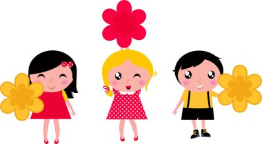 Çiçek vektörü olan çocuklar 