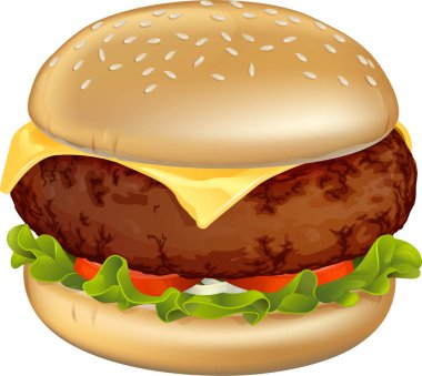 Beyaz vektör illüstrasyonunda hamburger 
