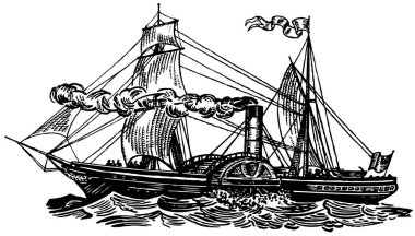 Beyaz üzerine eski gemi