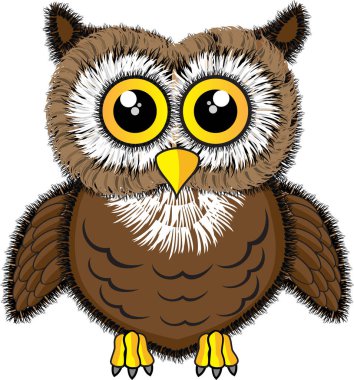 Beyaz arkaplanda sevimli baykuşun vektör çizimi