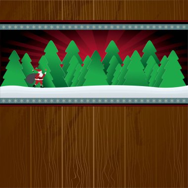 Noel Baba ve ağaçlarla Noel arkaplanı