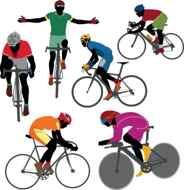 Bisiklet süren sporcular.